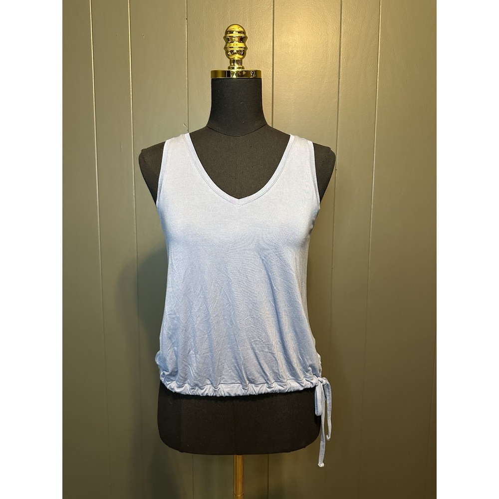 NWT Express Gray Blue Sleeveless Drawstring Tank Top XS Extra Small